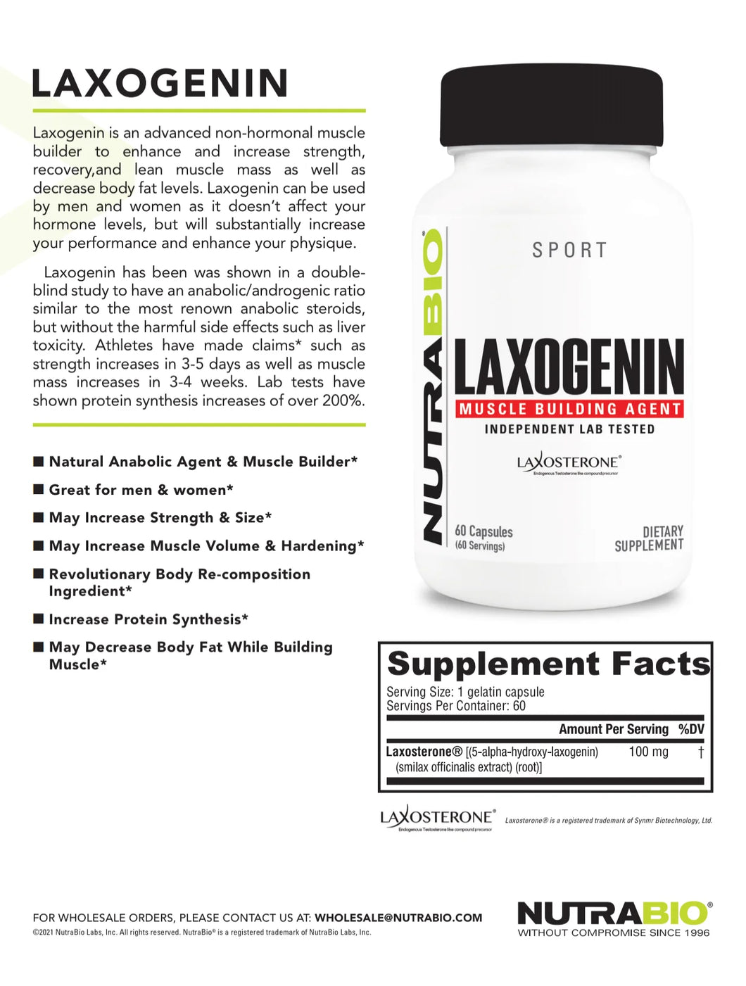 Laxogenin 60ct By Nutrabio